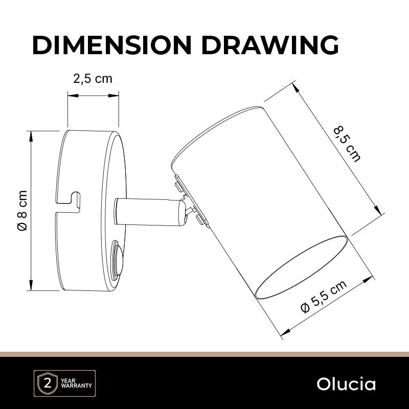 Moderne wandspot zwart, Elena, met schakelaar