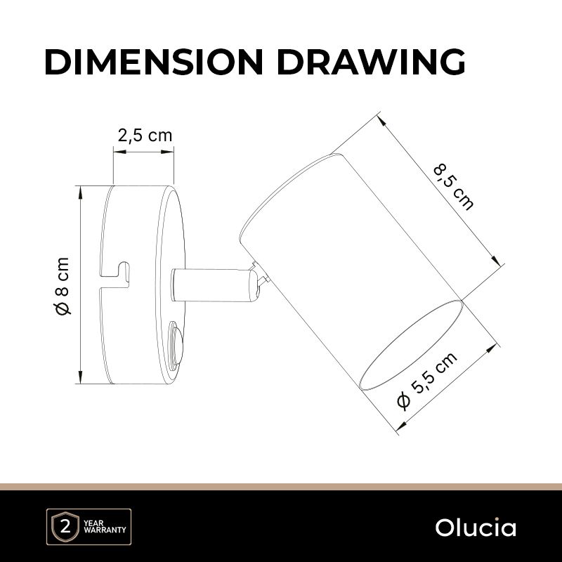 Moderne wandlamp brons, Elena, met schakelaar