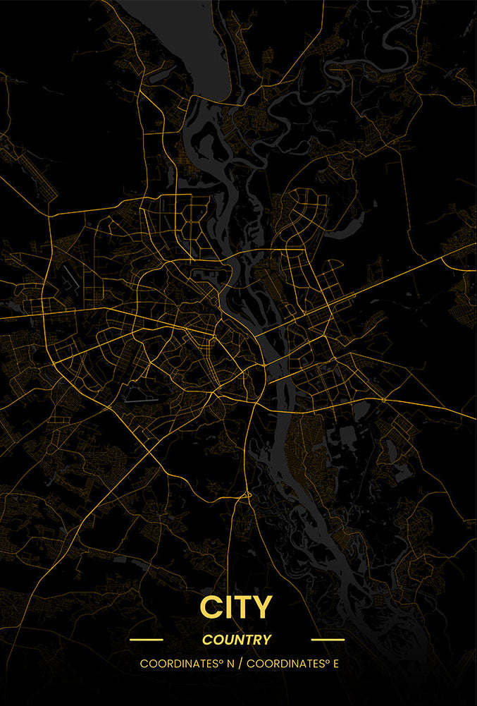 Custom Golden City Map – Glas