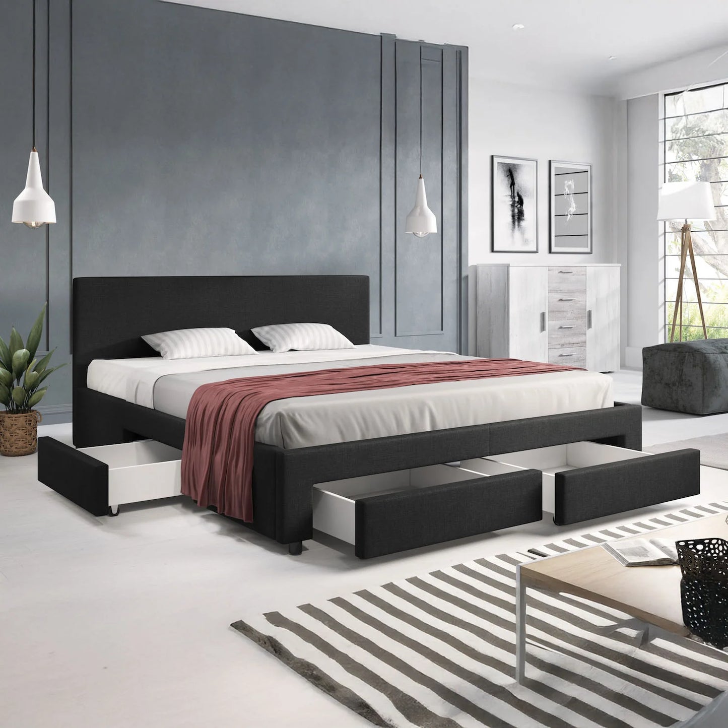 Suente Tweepersoonsbed met 4 lades