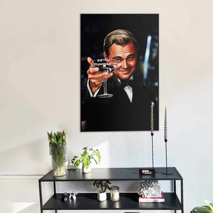 "Cheers Gatsby" Glas & Canvas