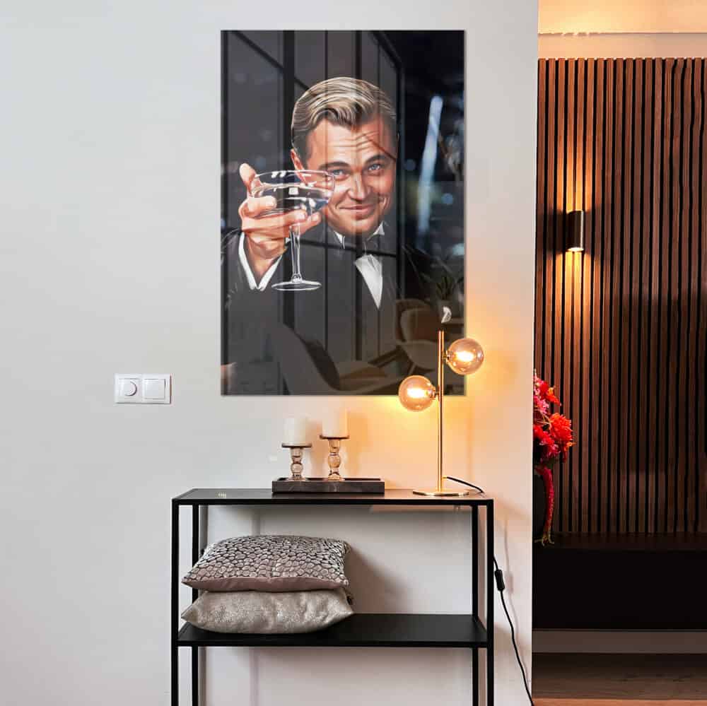 "Cheers Gatsby" Glas & Canvas