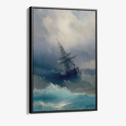 Ship in the Stormy Sea Glas & Canvas