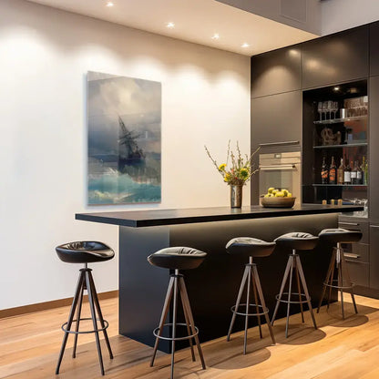 Ship in the Stormy Sea Glas & Canvas