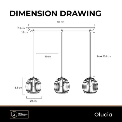 Zwarte Wiro hanglamp met 3 ronde, 20cm, kappen