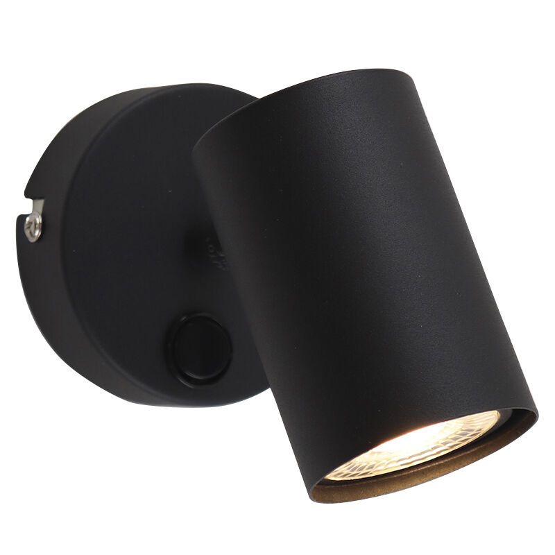 Moderne wandspot zwart, Elena, met schakelaar