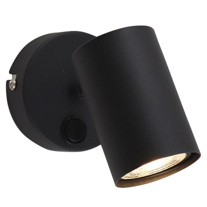 Moderne wandspot zwart, Elena, met schakelaar