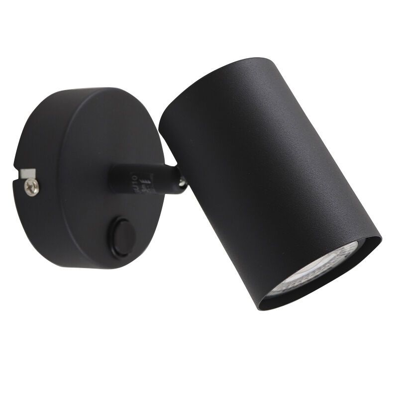 Moderne wandspot zwart, Elena, met schakelaar