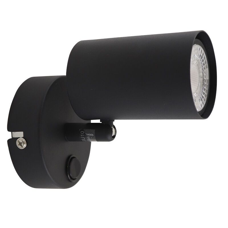 Moderne wandspot zwart, Elena, met schakelaar