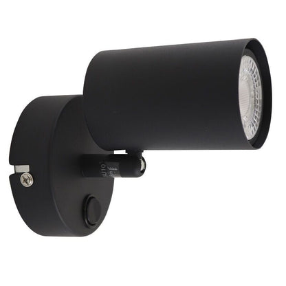 Moderne wandspot zwart, Elena, met schakelaar