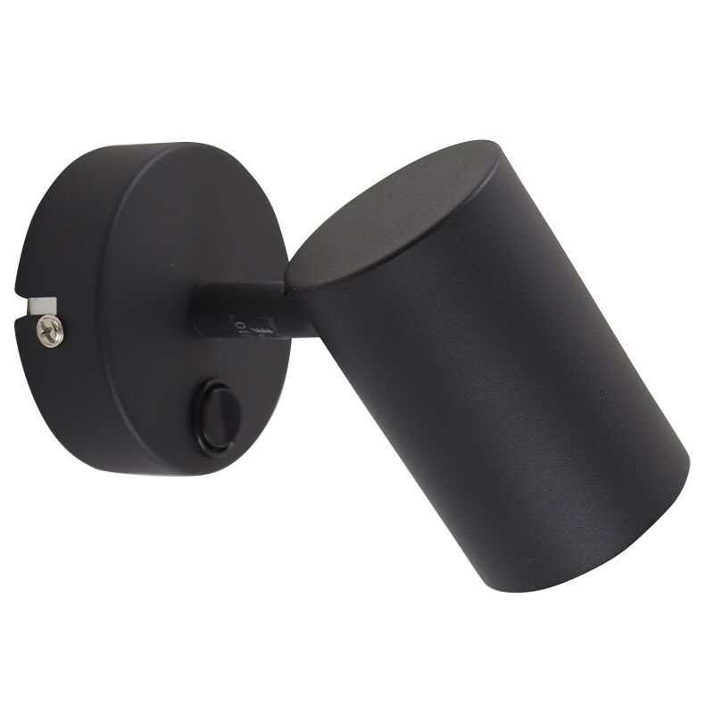 Moderne wandspot zwart, Elena, met schakelaar