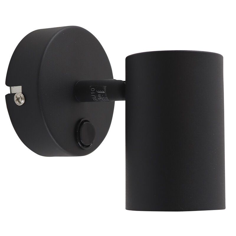 Moderne wandspot zwart, Elena, met schakelaar