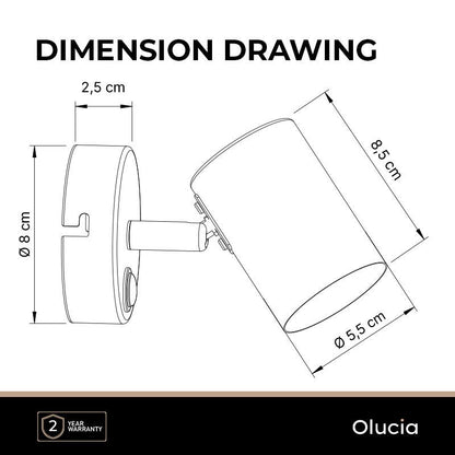 Moderne wandspot zwart, Elena, met schakelaar