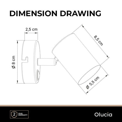 Moderne wandlamp brons, Elena, met schakelaar