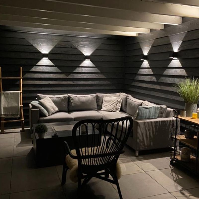 Zwarte up-down wandlamp Dion, 6W, warm wit, lichtstraal instelbaar, IP65