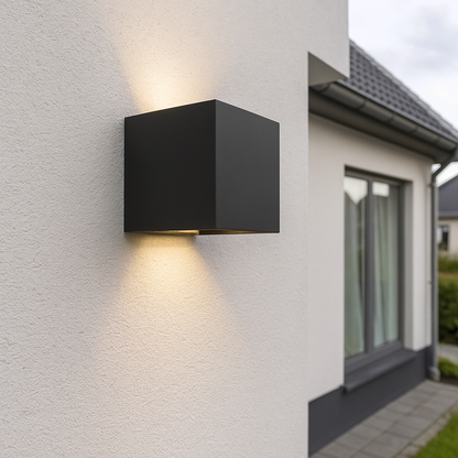 Zwarte up-down wandlamp Dion, 6W, warm wit, lichtstraal instelbaar, IP65