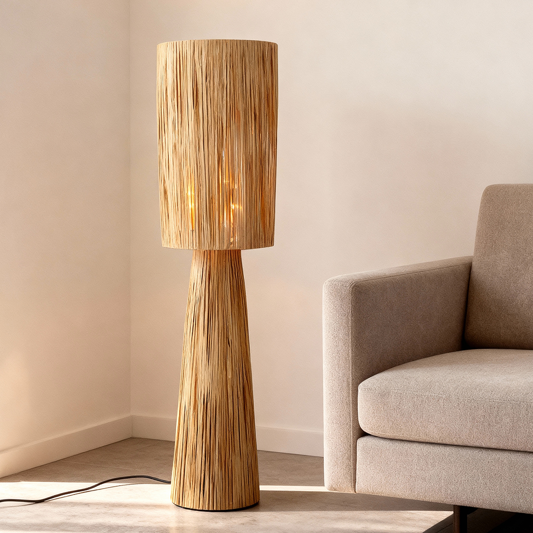 Papieren vloerlamp bruin, Daisy, met schakelaar