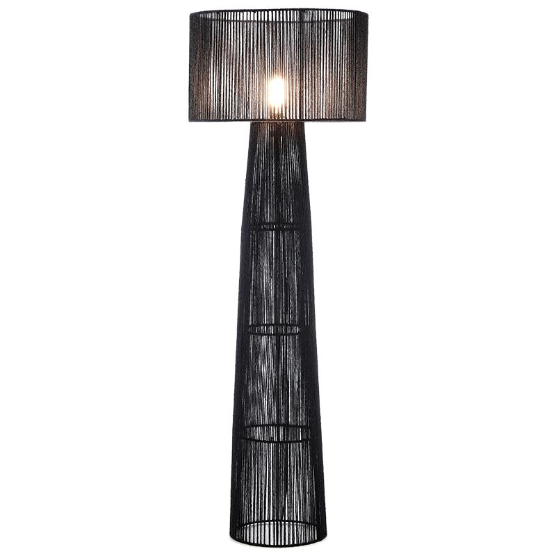 Landelijke vloerlamp zwart, Sanny, met schakelaar