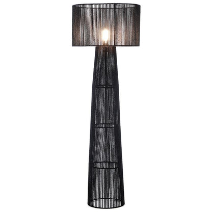 Landelijke vloerlamp zwart, Sanny, met schakelaar