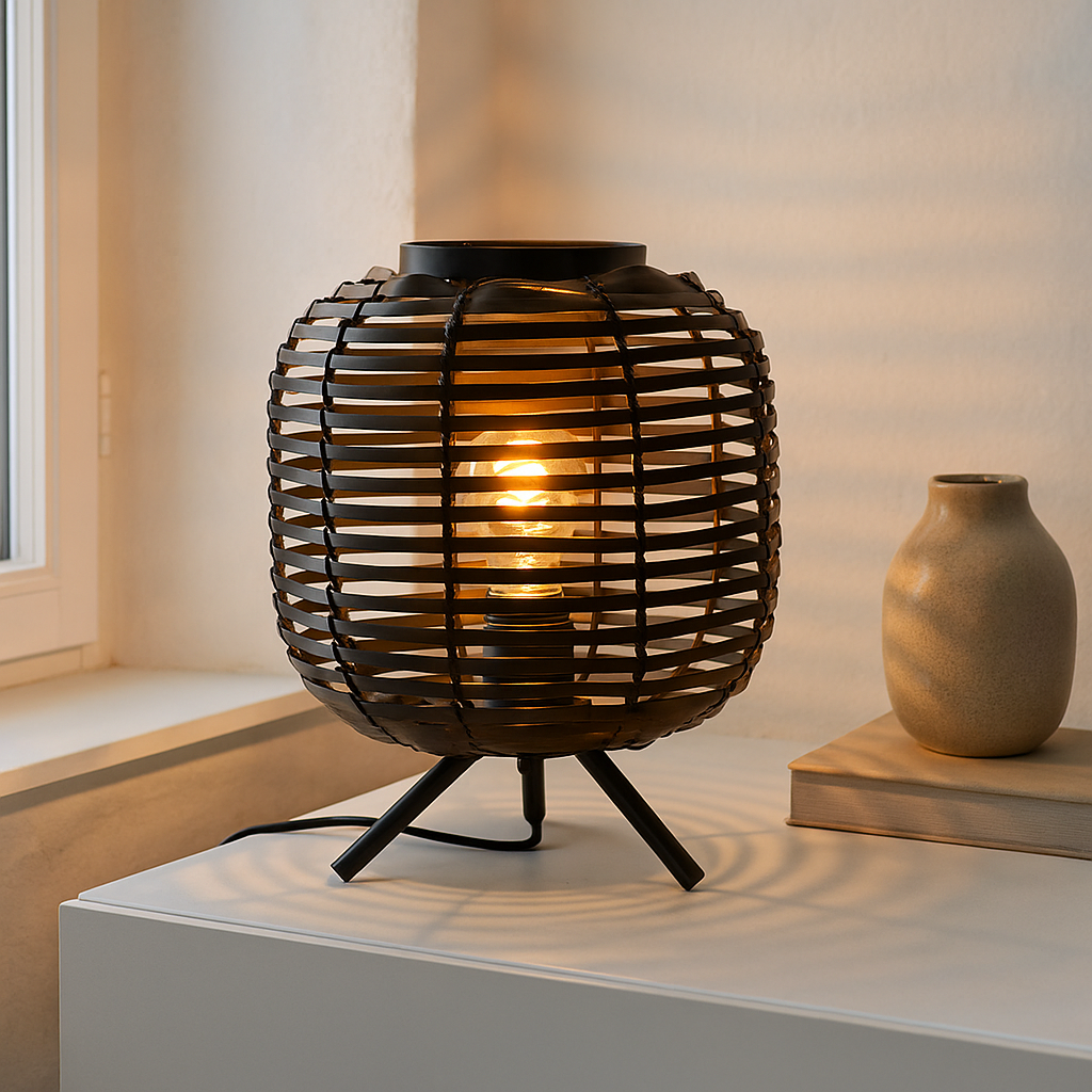 Industriële tafellamp zwart, Pinar, met schakelaar