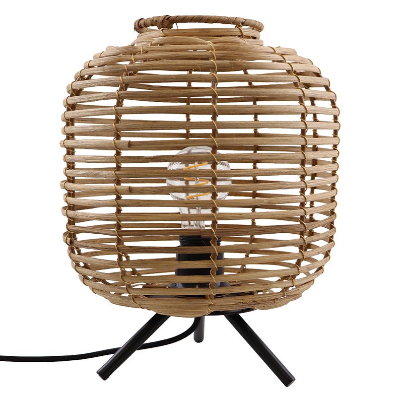 Rotan tafellamp bruin, Pinar, met schakelaar