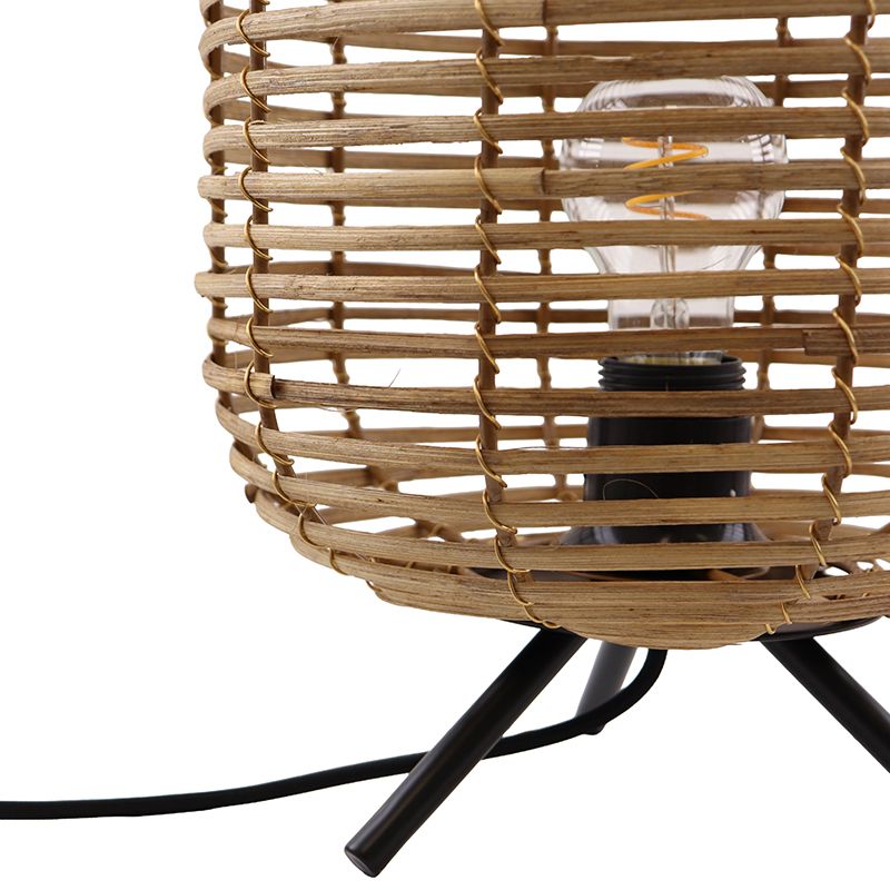 Rotan tafellamp bruin, Pinar, met schakelaar