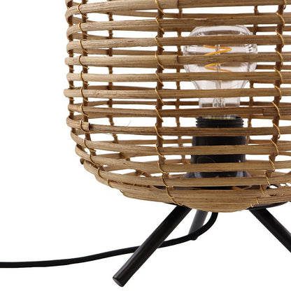 Rotan tafellamp bruin, Pinar, met schakelaar