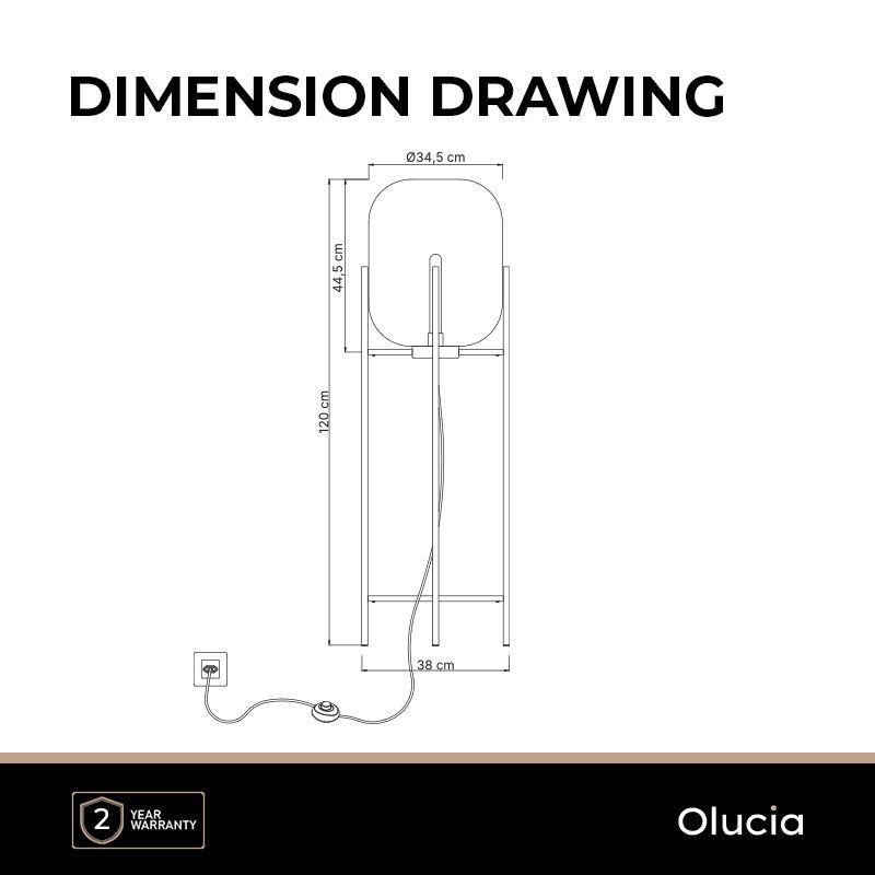 Retro vloerlamp amber, Roxy, met schakelaar