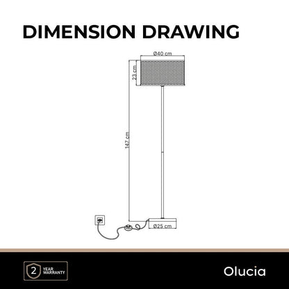 Bamboe vloerlamp zwart, Jildau, met schakelaar