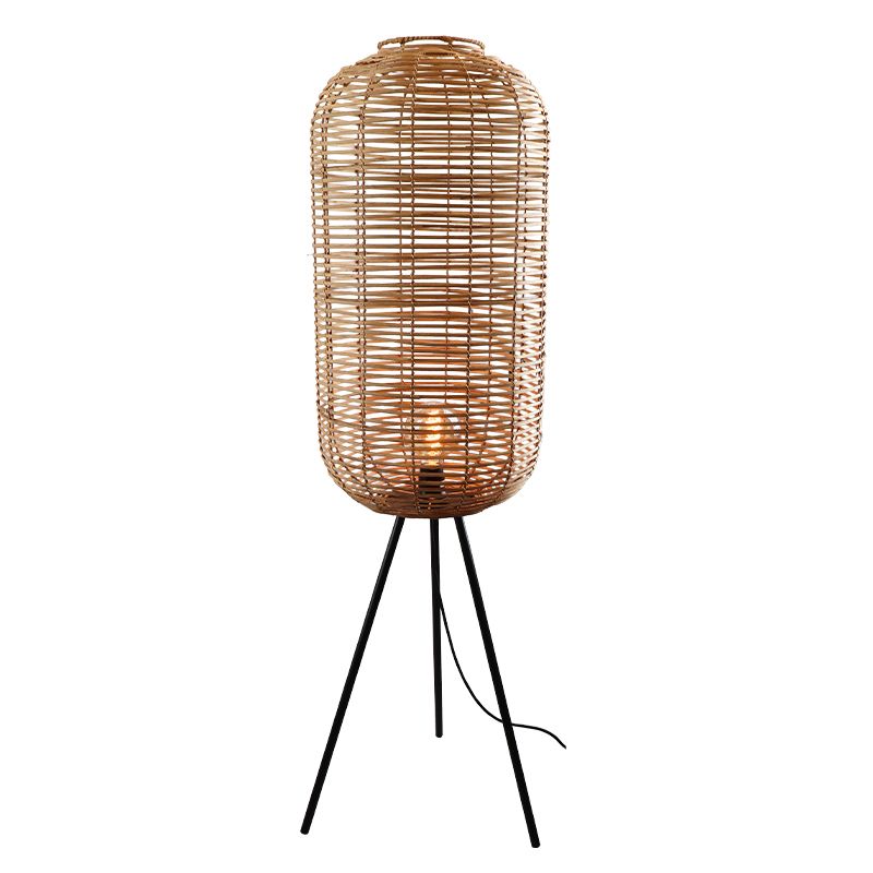 Rotan vloerlamp bruin, Pinar, met schakelaar