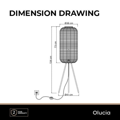 Rotan vloerlamp bruin, Pinar, met schakelaar