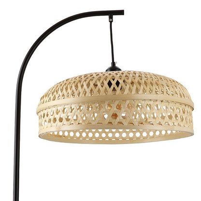 Bamboe vloerlamp bruin, Jennifer, met schakelaar