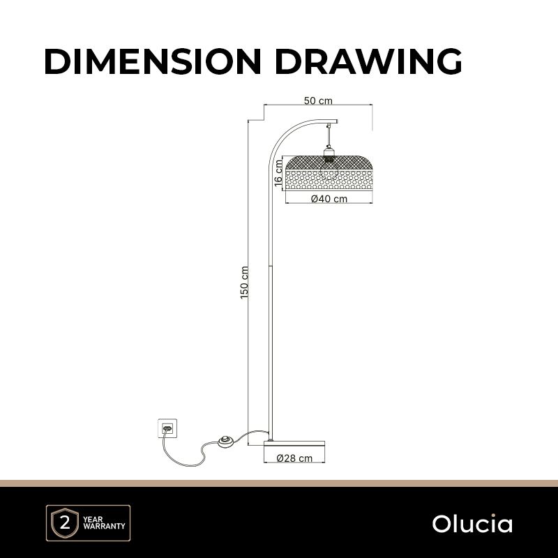 Bamboe vloerlamp bruin, Jennifer, met schakelaar