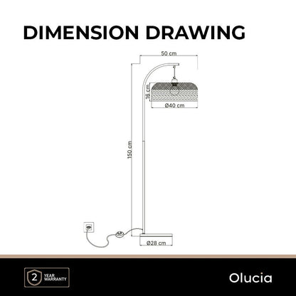 Bamboe vloerlamp bruin, Jennifer, met schakelaar