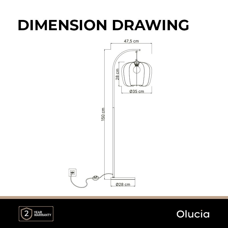 Moderne vloerlamp crème, Deborah, met schakelaar