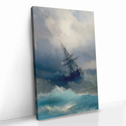Ship in the Stormy Sea Glas & Canvas