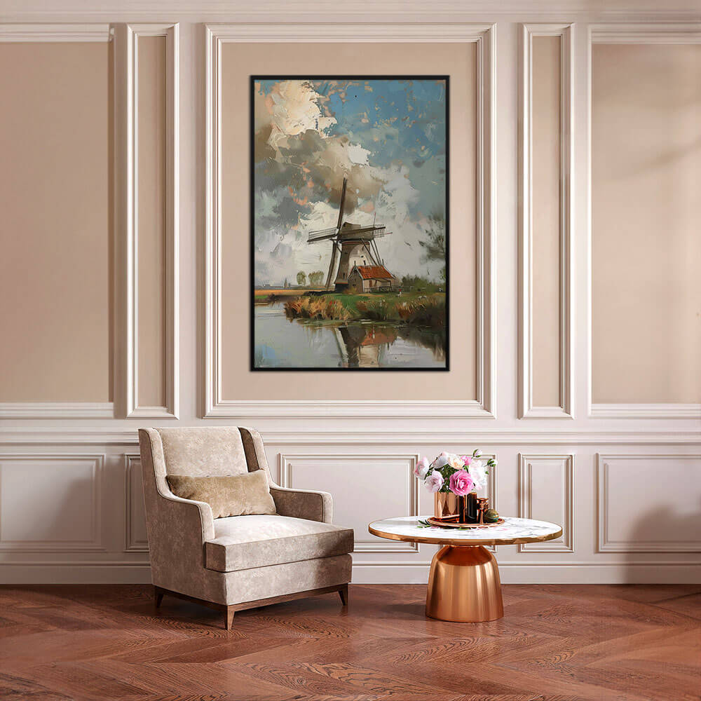 Painted Windmill Glas & Canvas