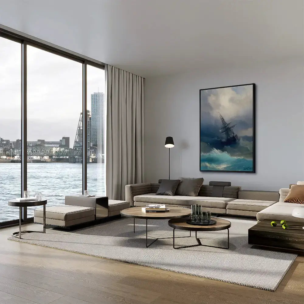 Ship in the Stormy Sea Glas & Canvas