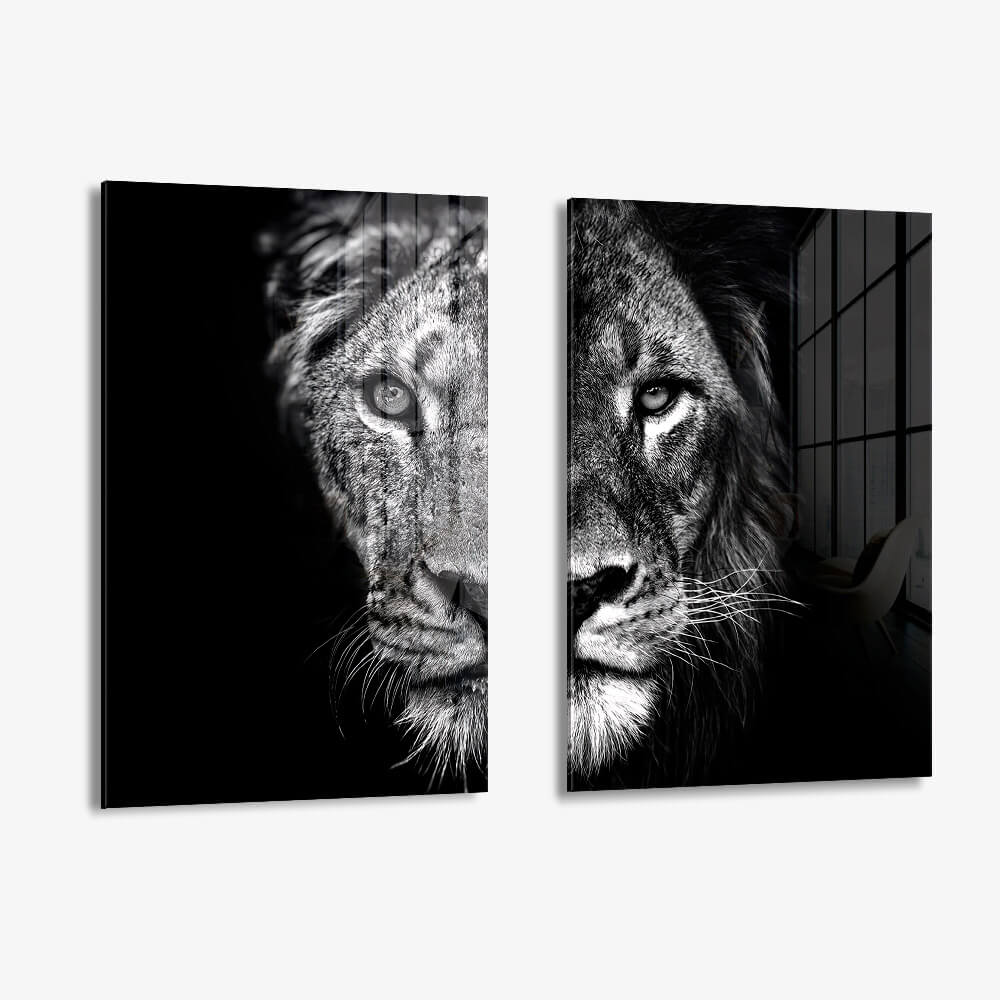 Bundle: "Lion & Lioness III" (2x) Glas & Canvas