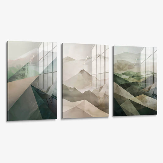 Bundle: "Misty Geometry" (3x) – Glas & Canvas