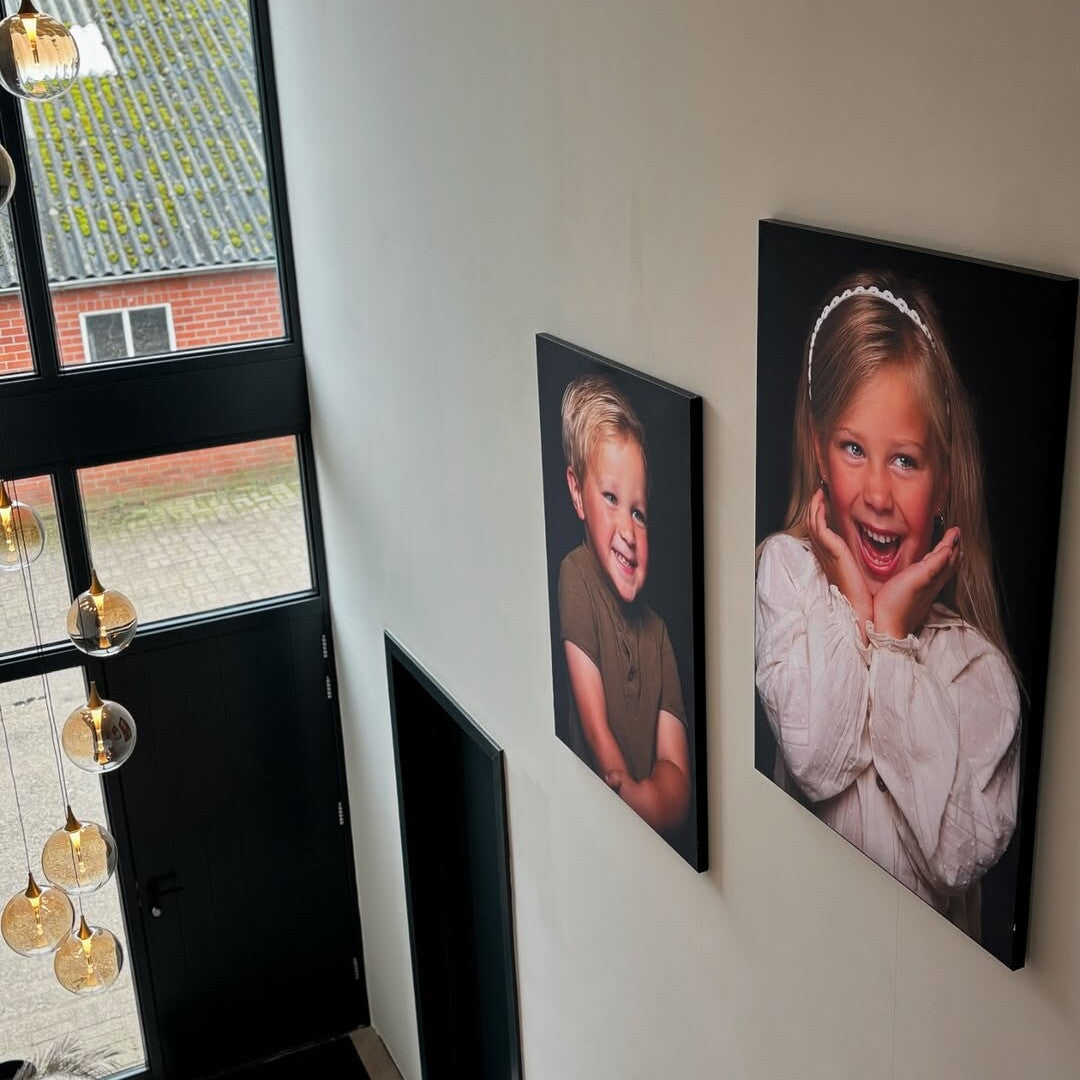 Eigen foto op textielframe