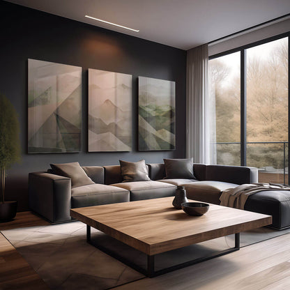 Bundle: "Misty Geometry" (3x) – Glas & Canvas