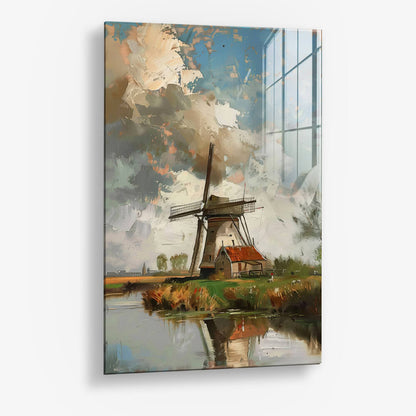 Painted Windmill Glas & Canvas