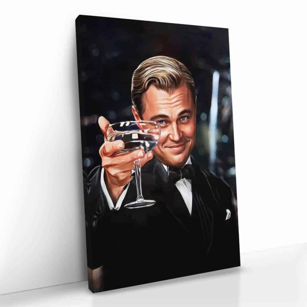 "Cheers Gatsby" Glas & Canvas