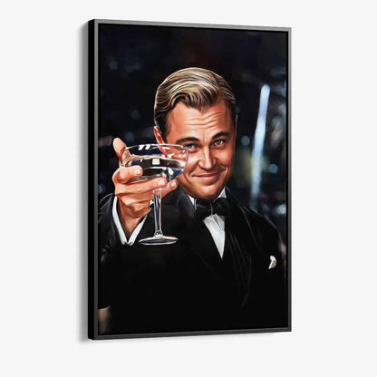 "Cheers Gatsby" Glas & Canvas