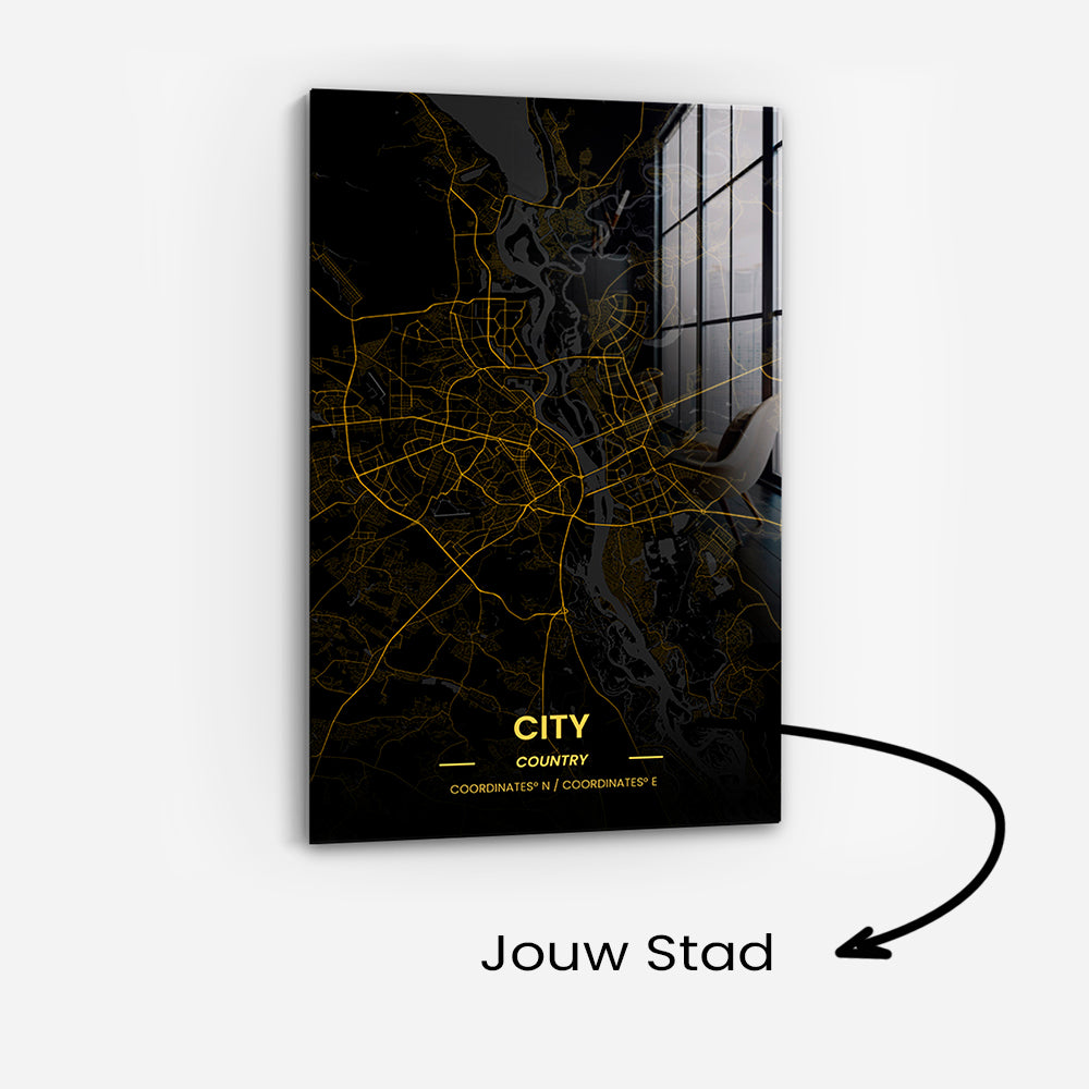 Custom Golden City Map – Glas