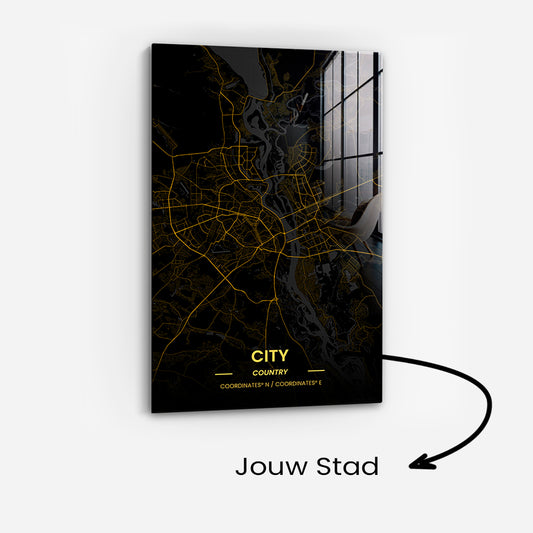 Custom Golden City Map – Glas