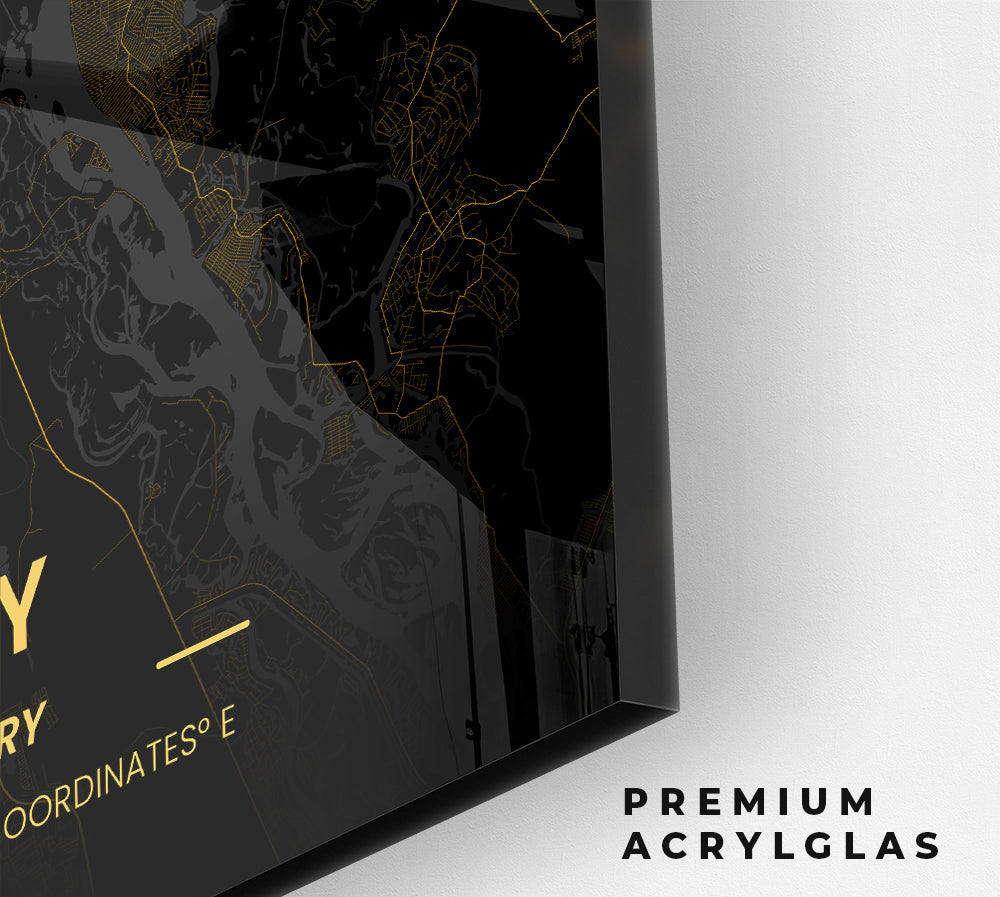 Custom Golden City Map – Glas