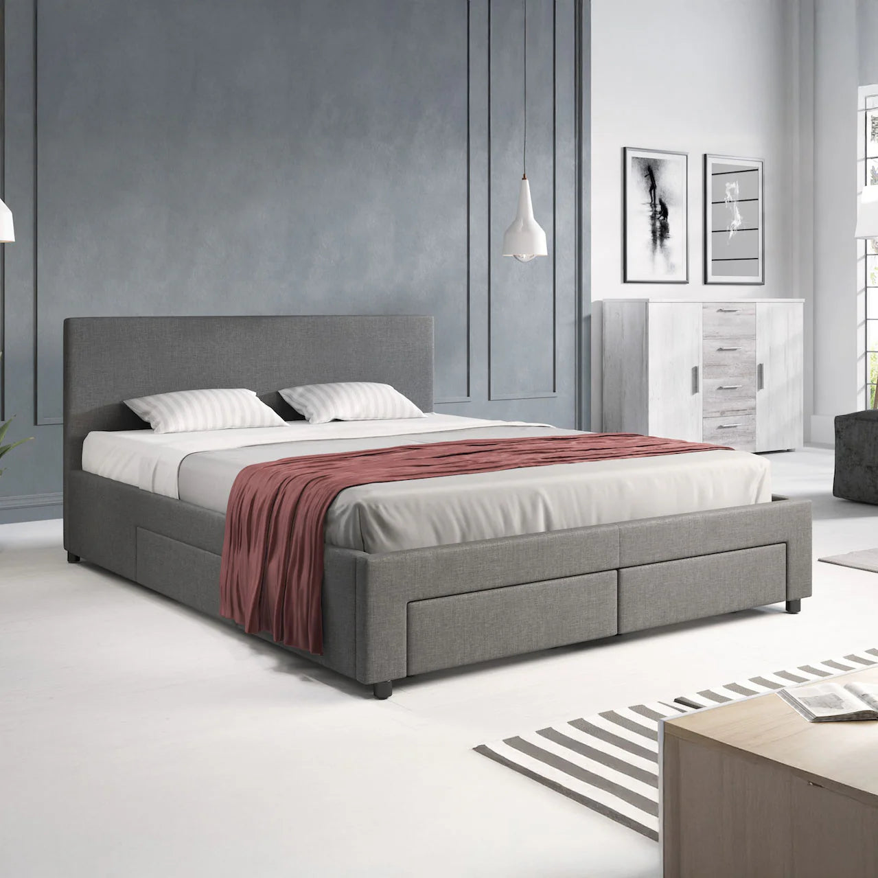 Suente Tweepersoonsbed met 4 lades