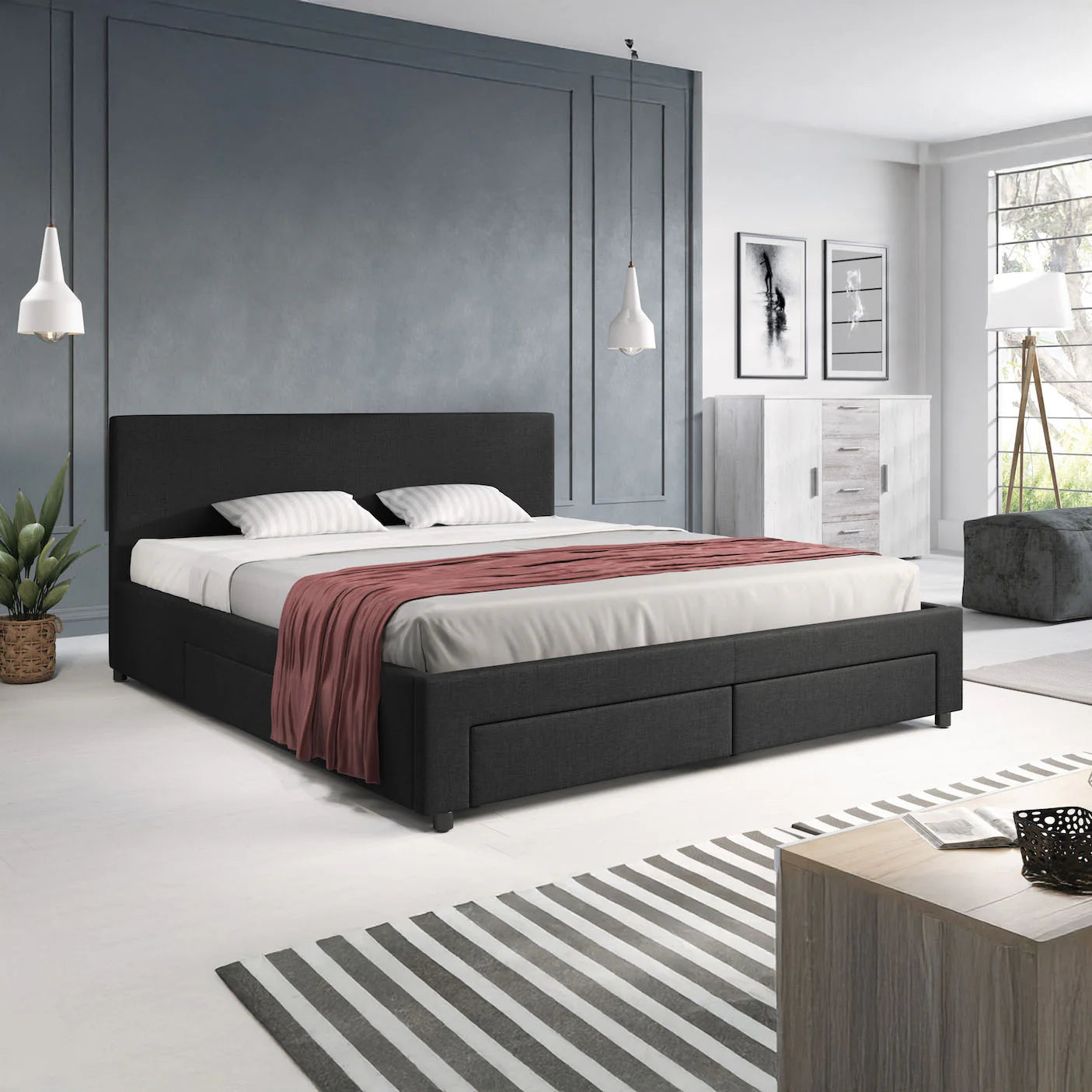 Suente Tweepersoonsbed met 4 lades